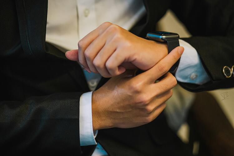 Touching a wrist watch